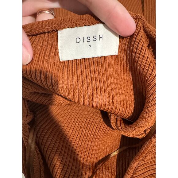 DISSH Toni Halter Dress Brown Keyhole Ribbed Knit Keyhole Maxi Size Small - Picture 7 of 7